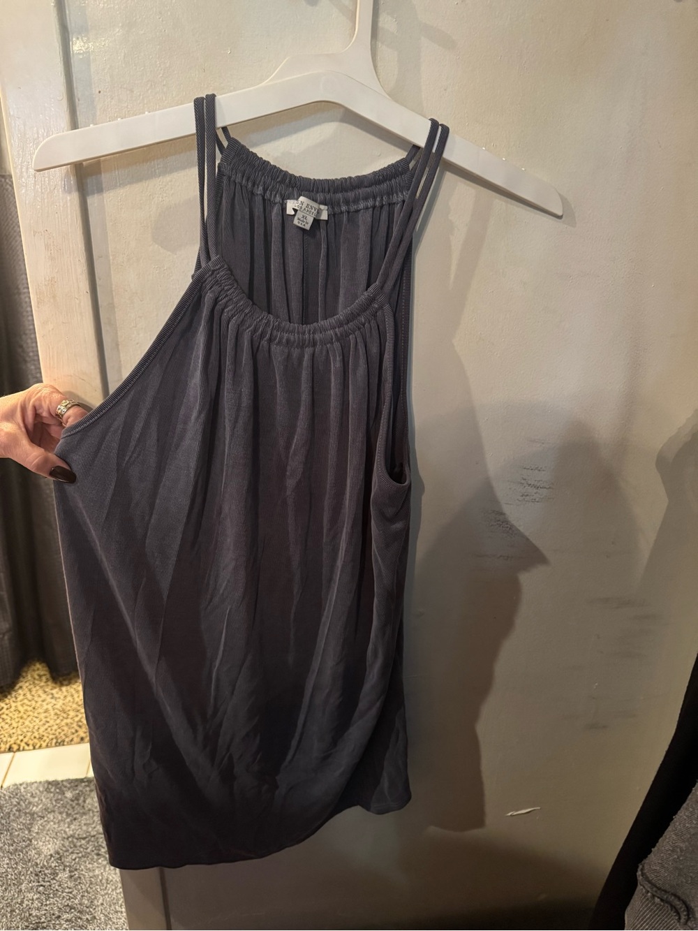 Green Envelope Charcoal Double-Strap Halter Tank